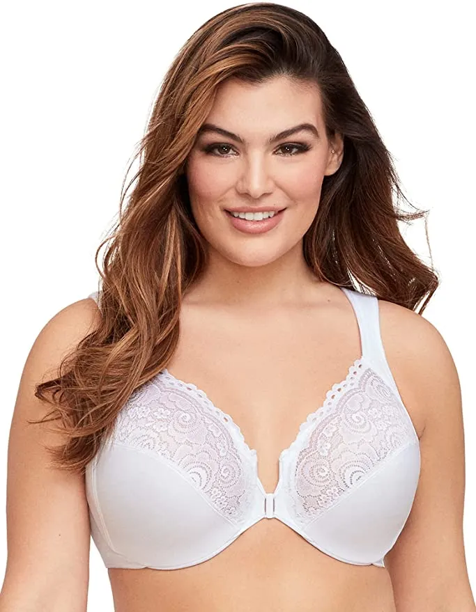 New Glamorise Women's Plus Size Wonderwire Front-Close Bra Underwire, White, Sz 42D! Retails $63 