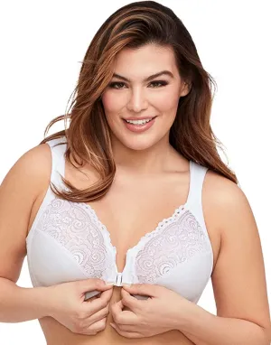 New Glamorise Women's Plus Size Wonderwire Front-Close Bra Underwire, White, Sz 42D! Retails $63 