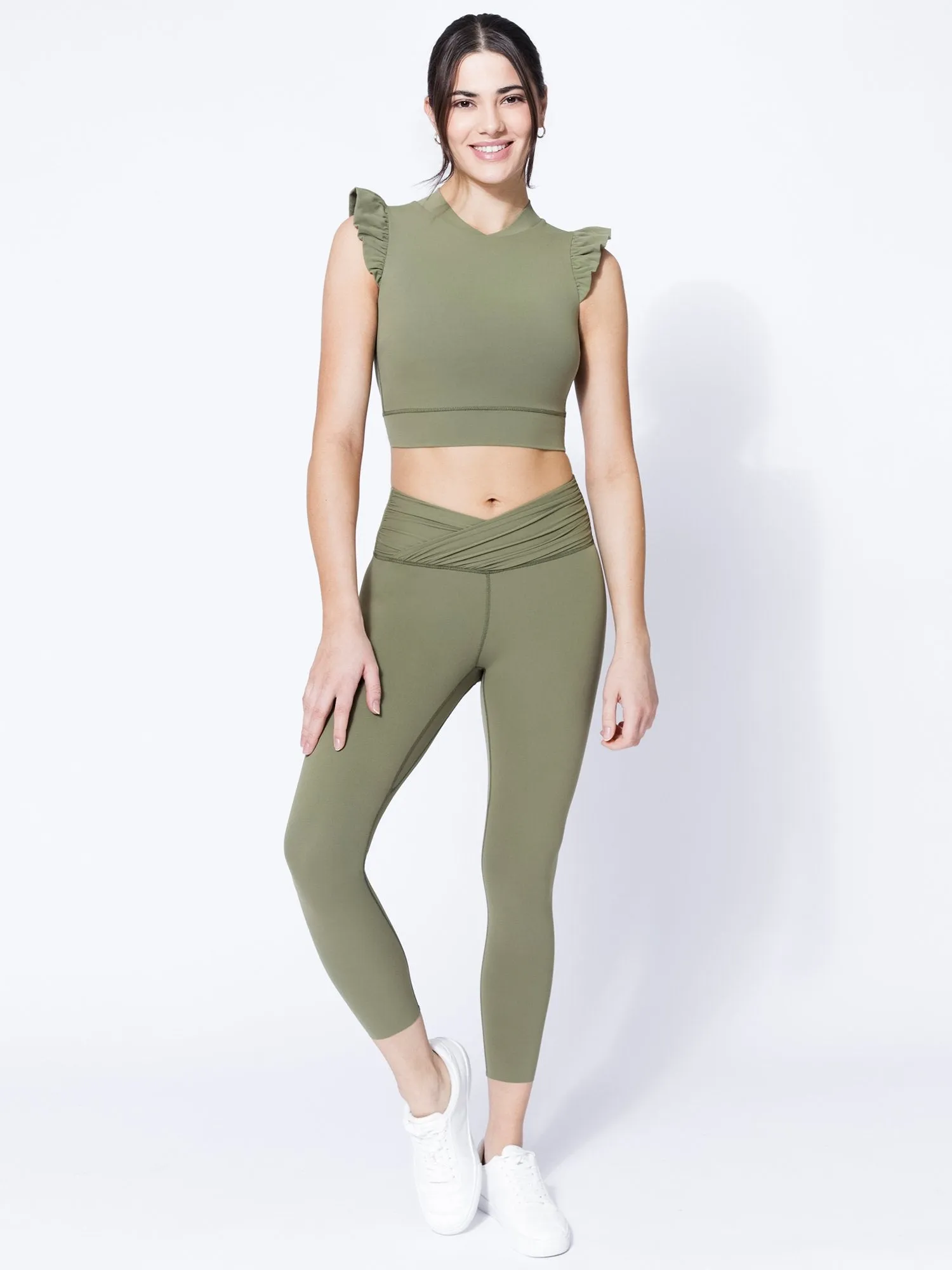 NUDE WRAP ANKLE CROPS, SAGE