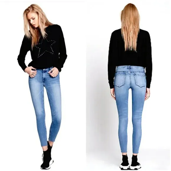 NWT Black Orchid Noah Ankle Fray Distressed Jeans