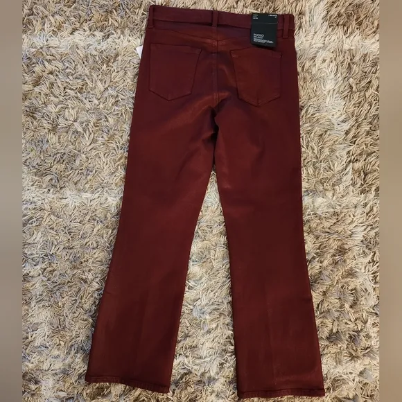 NWT J Brand Selena Mid Rise Crop Boot Photo Ready Jean in Coated Oxblood