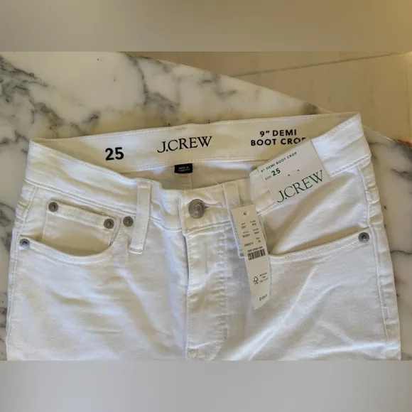 NWT J. CREW 9&quot; Demi-boot Crop Jean in White Wash Size 25