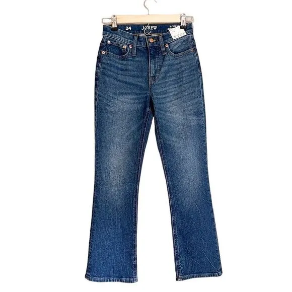 NWT J. Crew 9&quot; Demi Boot Cut Crop Palmyra Hash Denim Jean BP487 Retails $128