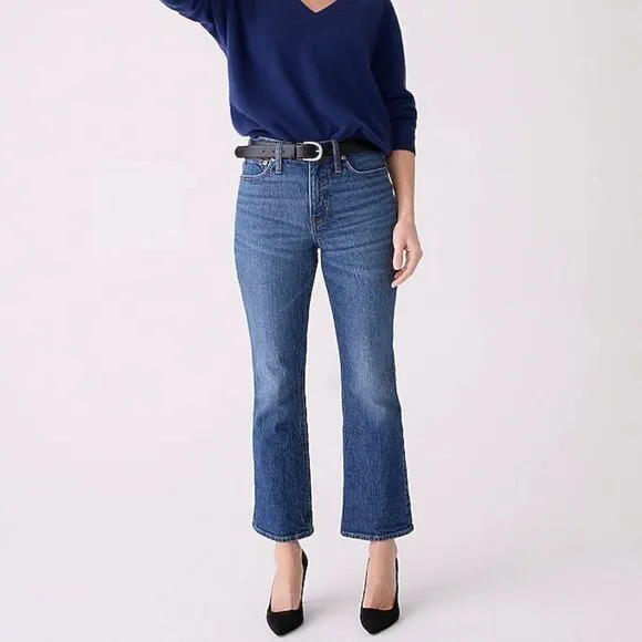 NWT J. Crew 9&quot; Demi Boot Cut Crop Palmyra Hash Denim Jean BP487 Retails $128