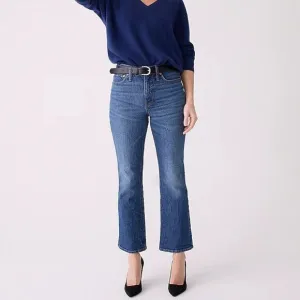 NWT J. Crew 9&quot; Demi Boot Cut Crop Palmyra Hash Denim Jean BP487 Retails $128