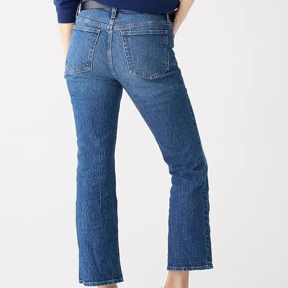 NWT J. Crew 9&quot; Demi Boot Cut Crop Palmyra Hash Denim Jean BP487 Retails $128