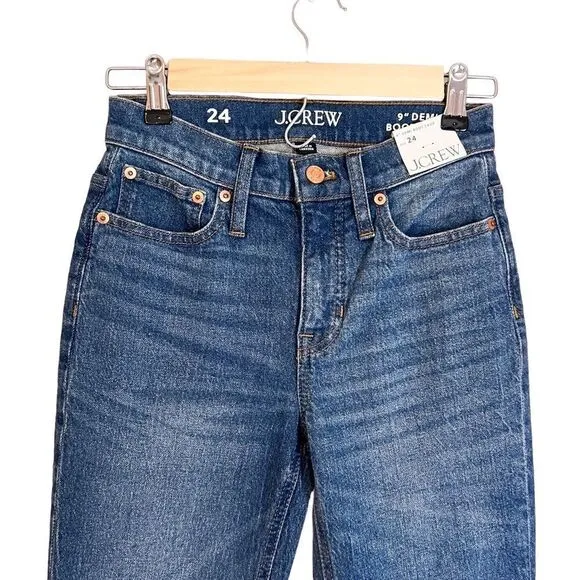 NWT J. Crew 9&quot; Demi Boot Cut Crop Palmyra Hash Denim Jean BP487 Retails $128
