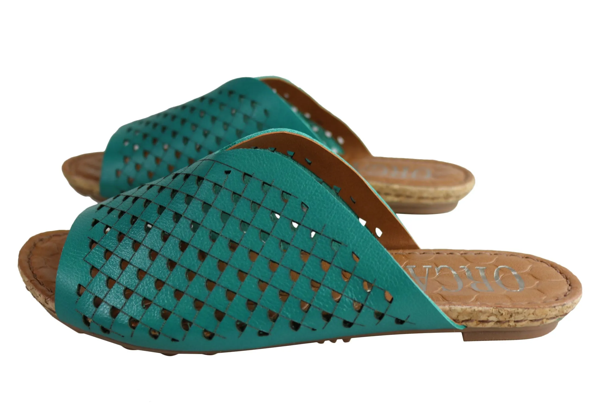 Orcade Natalie Womens Comfort Leather Slides Sandals Made In Brazil