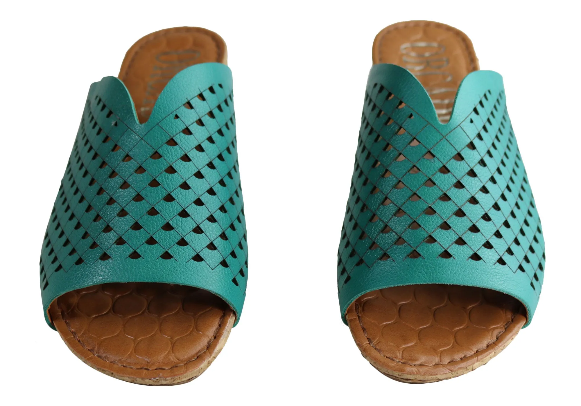 Orcade Natalie Womens Comfort Leather Slides Sandals Made In Brazil