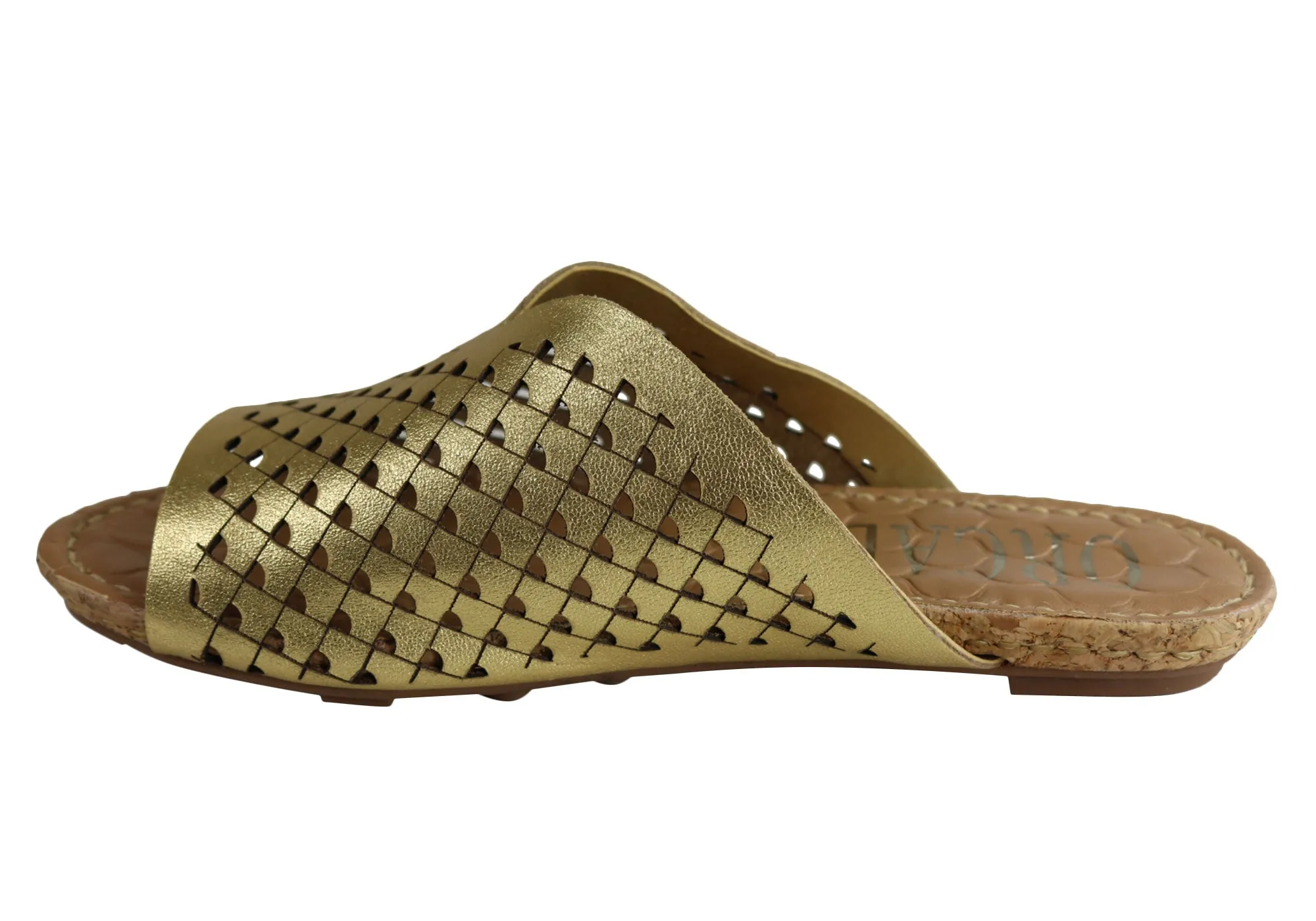 Orcade Natalie Womens Comfort Leather Slides Sandals Made In Brazil