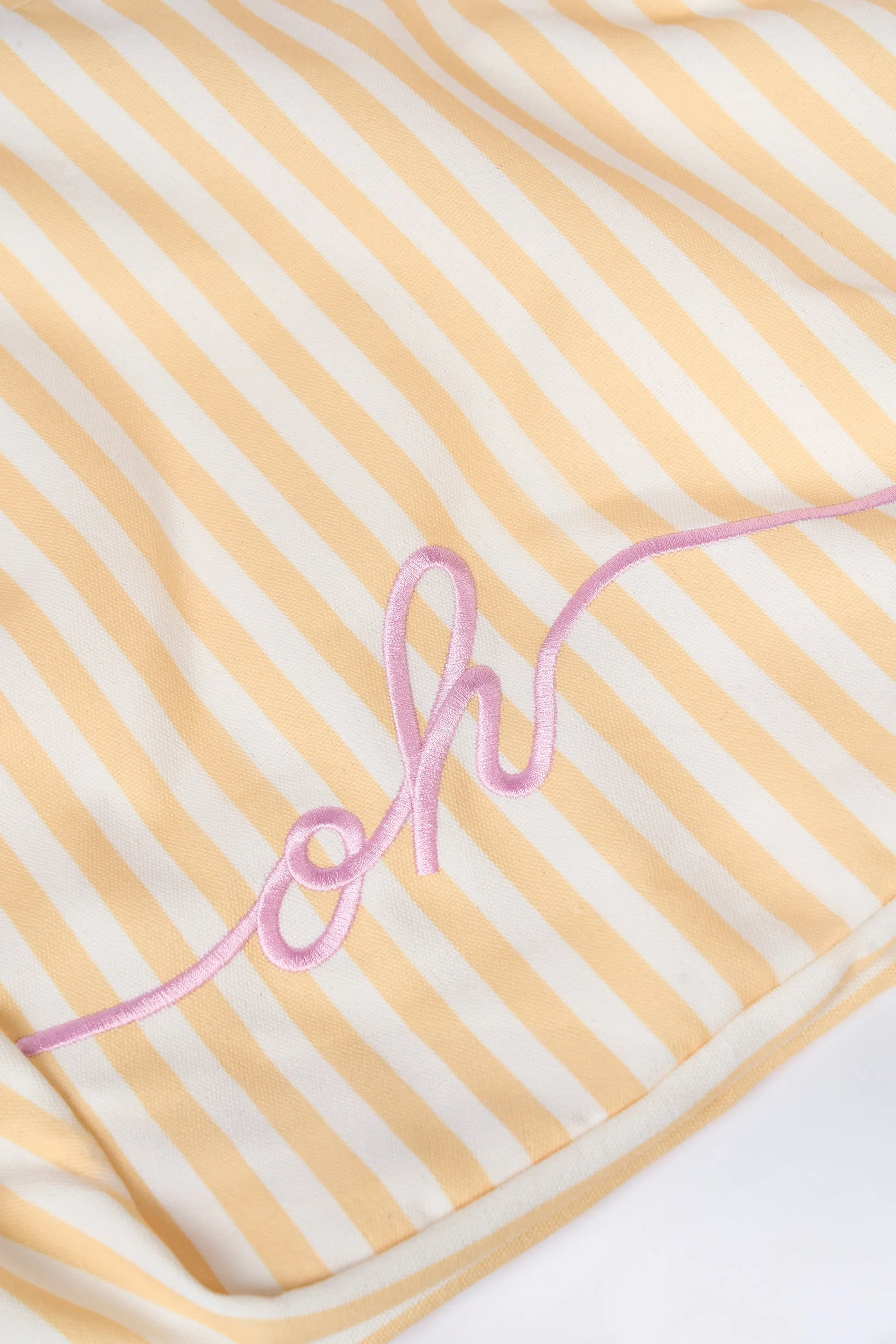 Oversized Canvas Tote Bag in Lemon Yellow Stripe