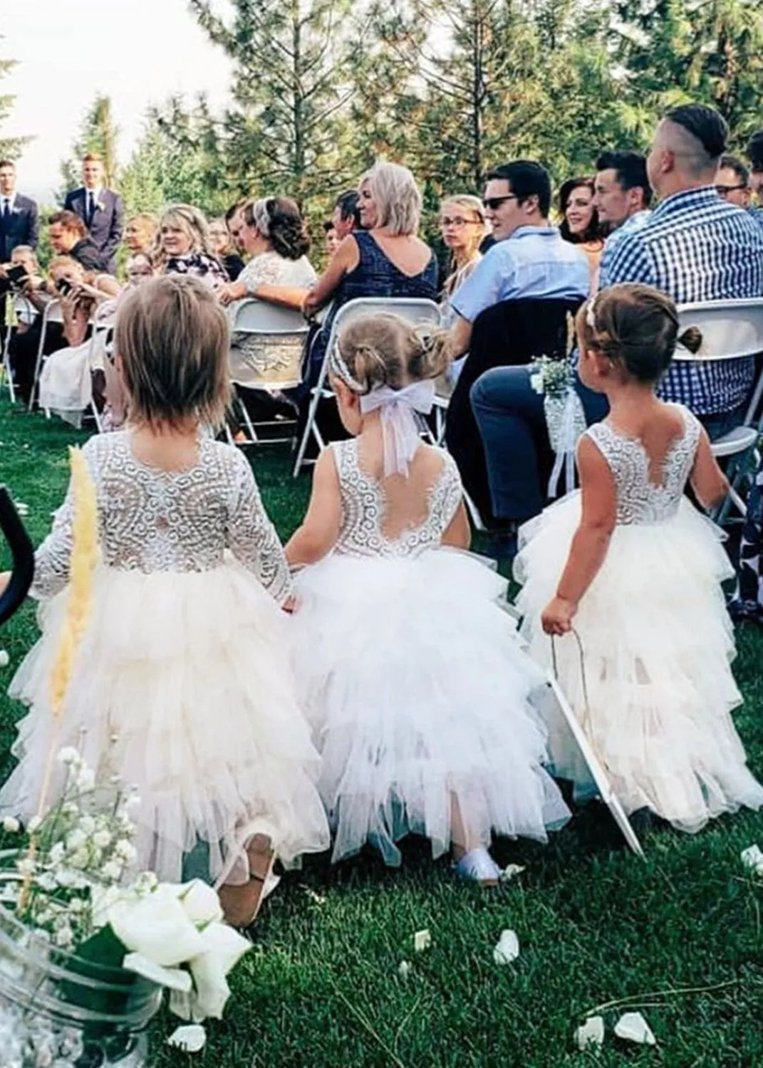 Peony Lace Flower Girl Dress in Ivory (tiered)