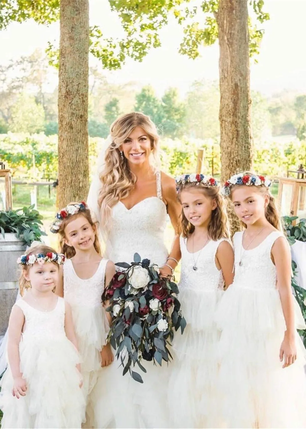 Peony Lace Flower Girl Dress in Ivory (tiered)