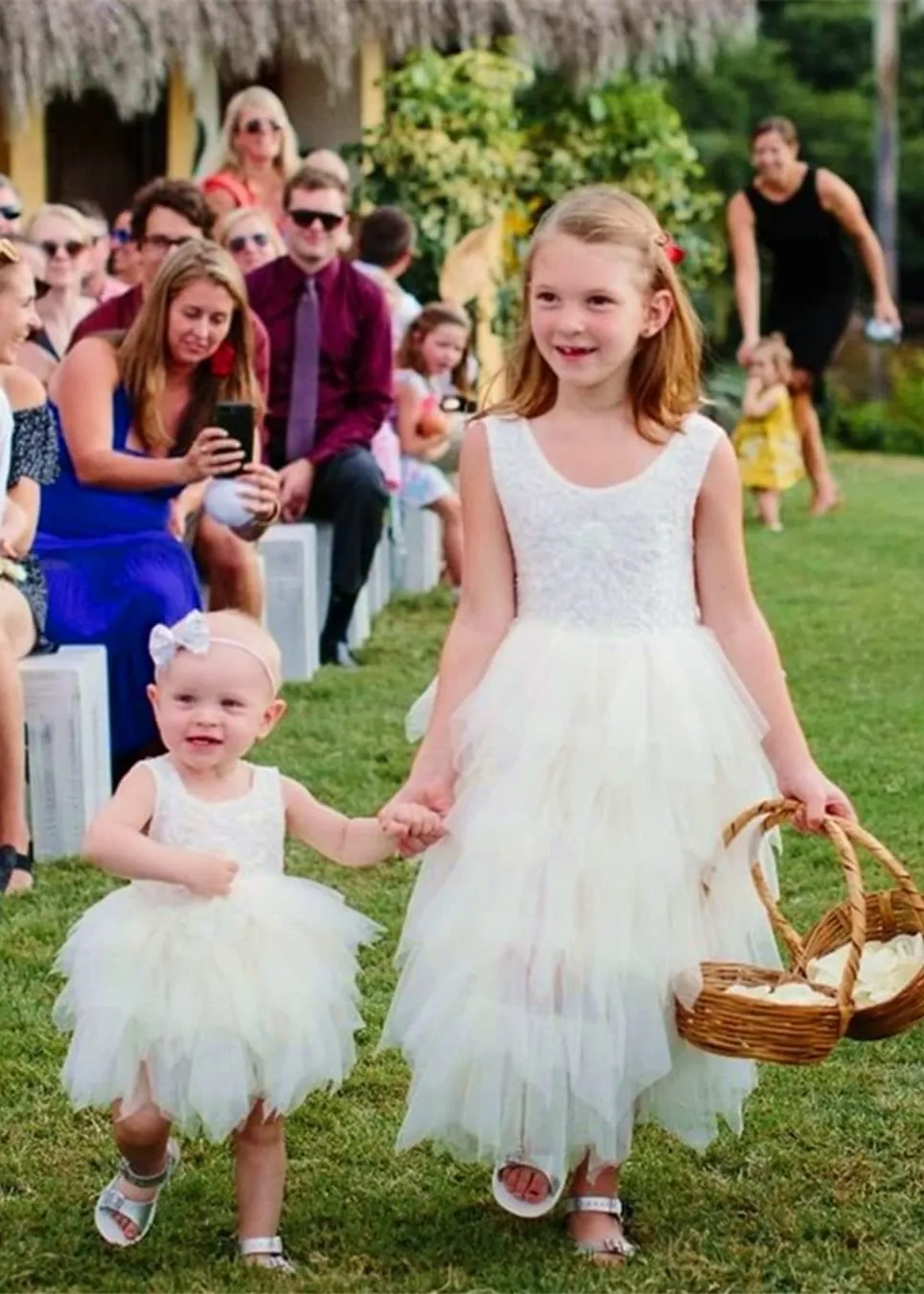 Peony Lace Flower Girl Dress in Ivory (tiered)
