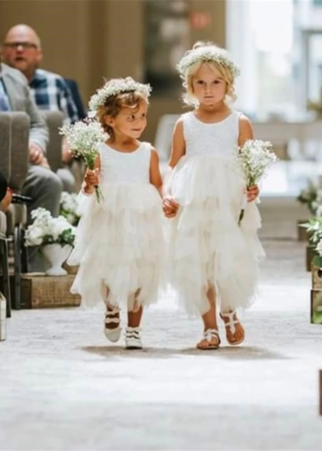 Peony Lace Flower Girl Dress in Ivory (tiered)