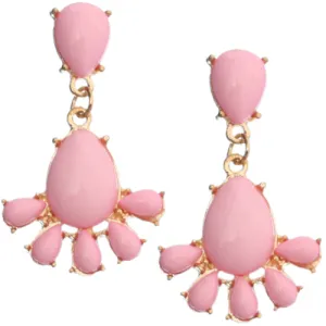Pink Faceted Double Teardrop Drop Earrings
