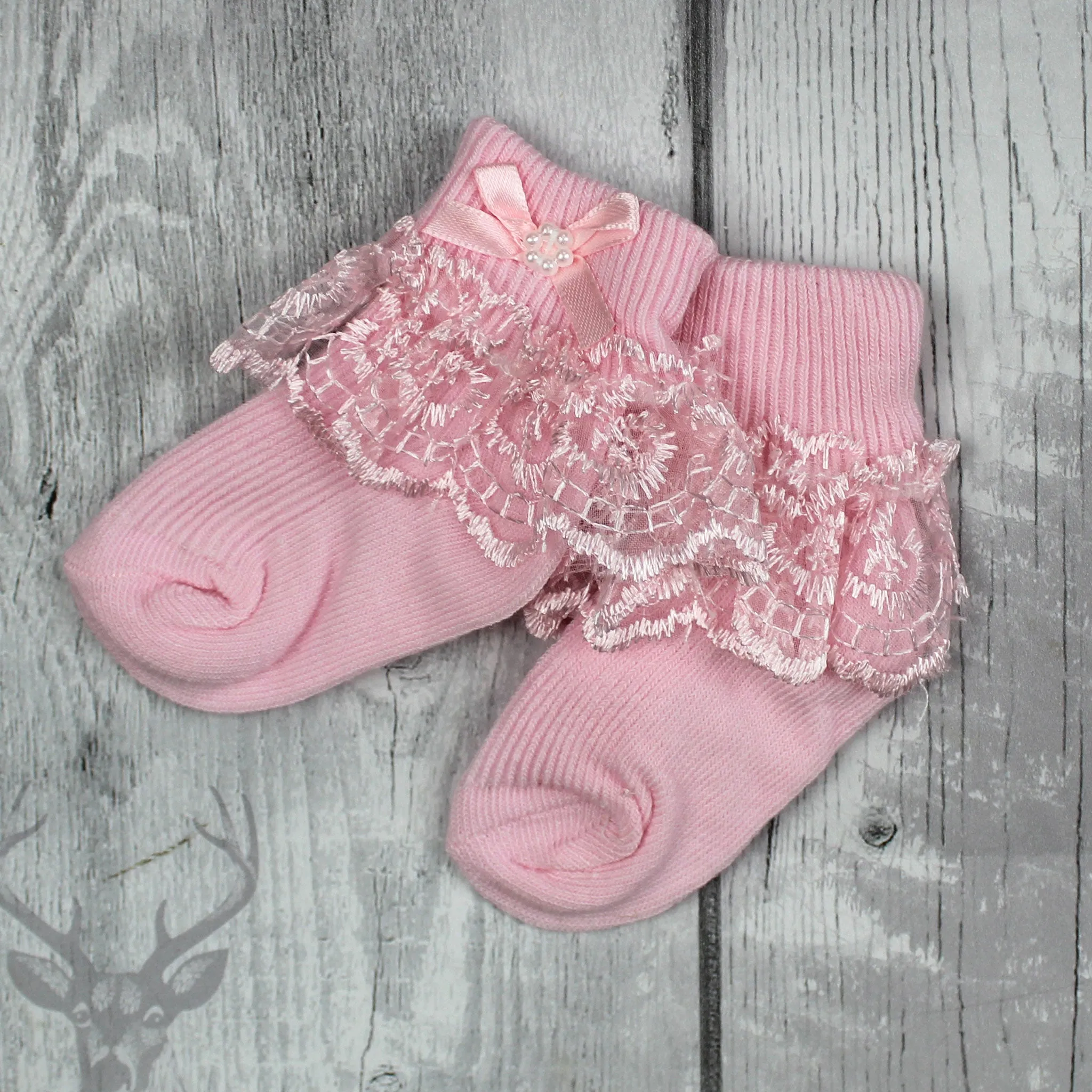 Pink Frilly Socks - Baby Girls Ankle Socks