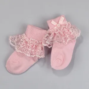 Pink Frilly Socks - Baby Girls Ankle Socks