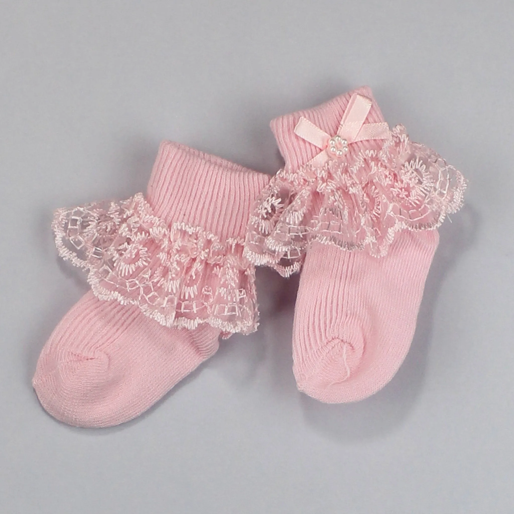 Pink Frilly Socks - Baby Girls Ankle Socks