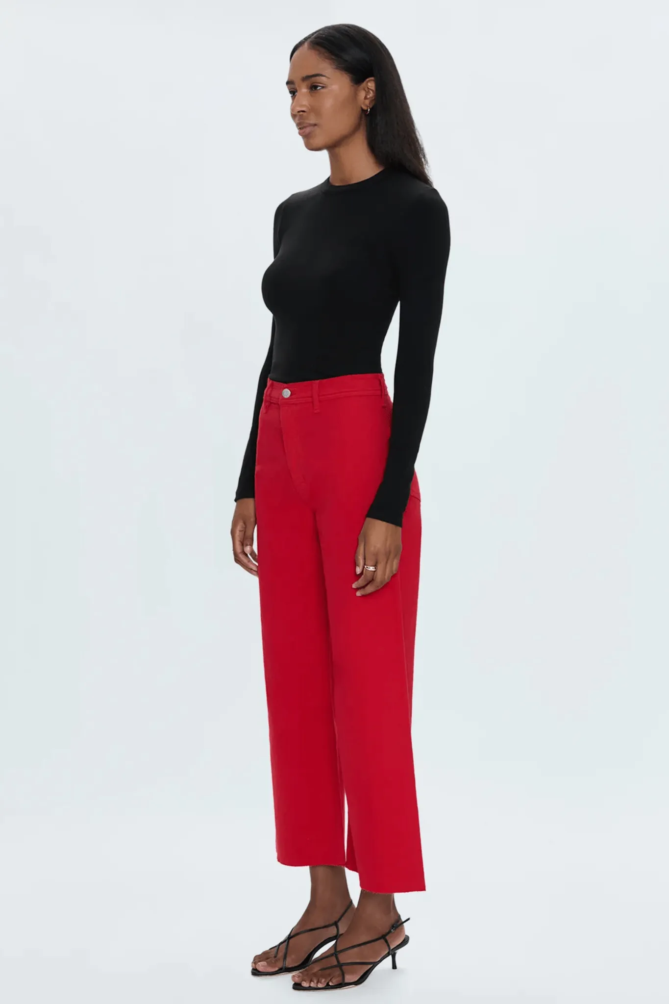 Pistola: Penny Crop High Rise Wide Leg in Ruby