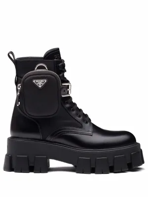 Prada Monolith pouch-detail leather boots