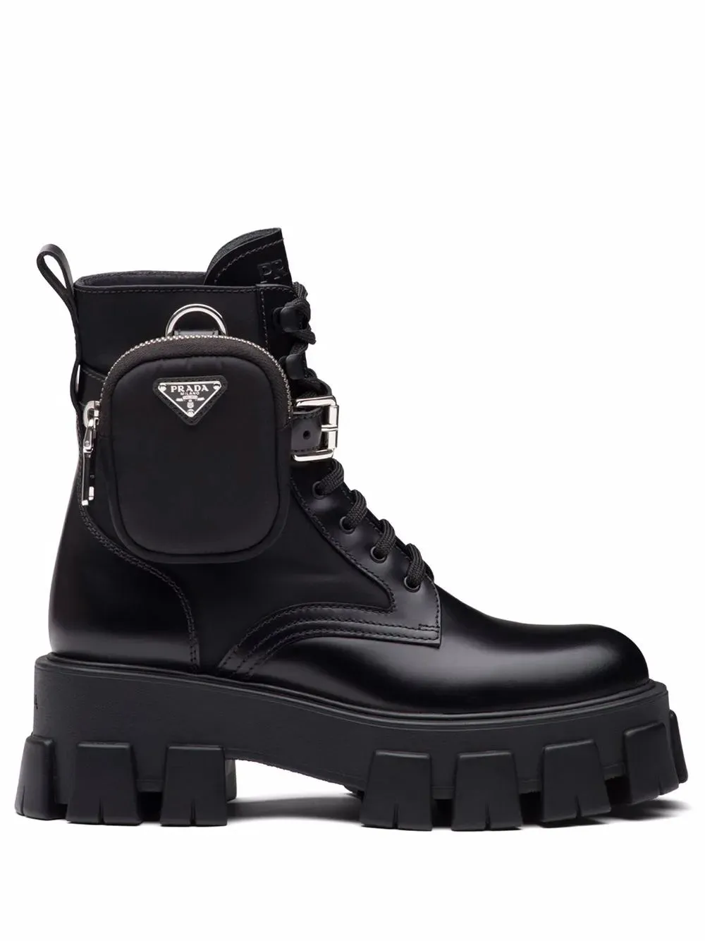 Prada Monolith pouch-detail leather boots