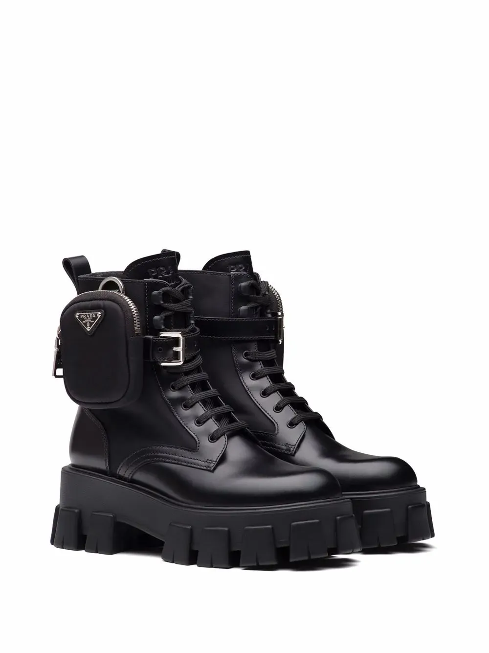 Prada Monolith pouch-detail leather boots