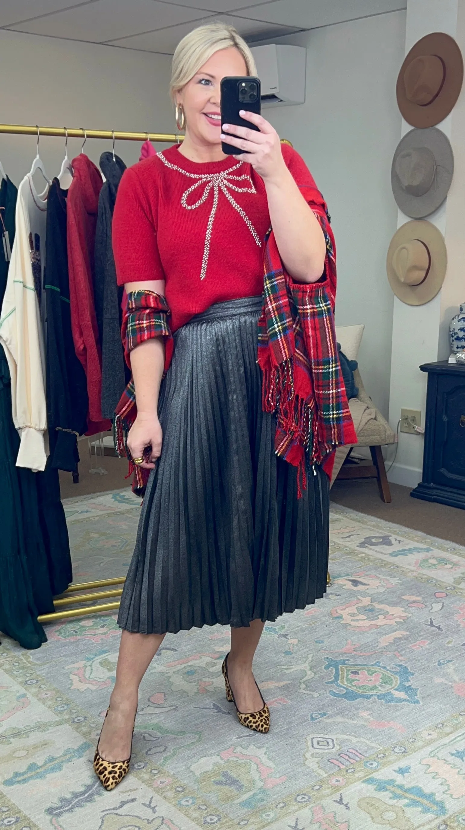 Precious Love Red Ribbon Embellished Sweater