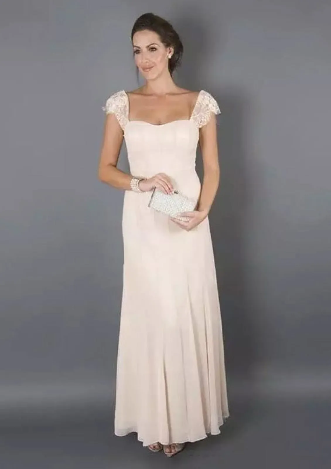 Princess Square Neck Long Chiffon Mother of Bride Dress with Jacket