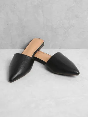 PU Pointed Toe Flat Mules