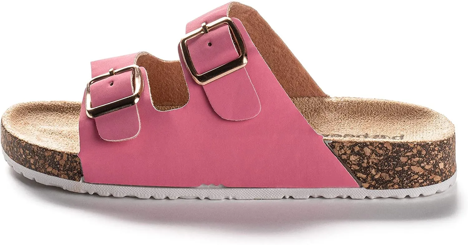 Pupeez Girls Comfort Sandals Double Buckle Adjustable Slip on Summer Slides Soft Footbed