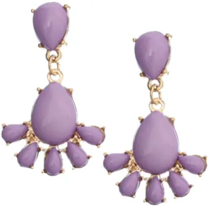 Purple Faceted Double Teardrop Drop Earrings