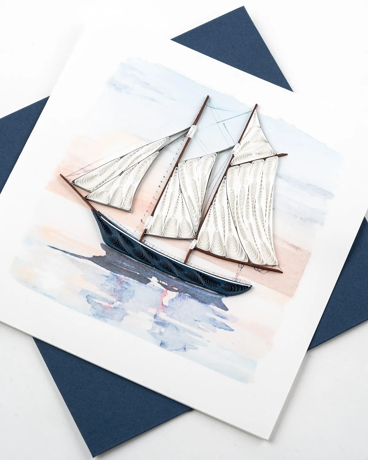 Quilled Schooner at Sunset Greeting Card