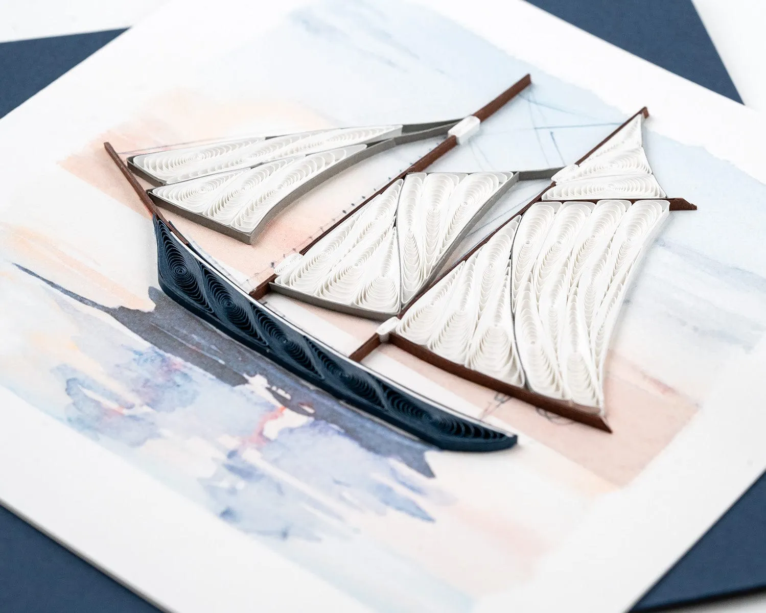 Quilled Schooner at Sunset Greeting Card