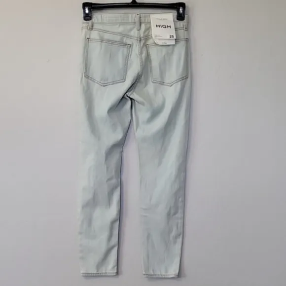 Rag &amp; Bone High White Wash Denim Distressed High-Rise Sits Below Waist Size 25