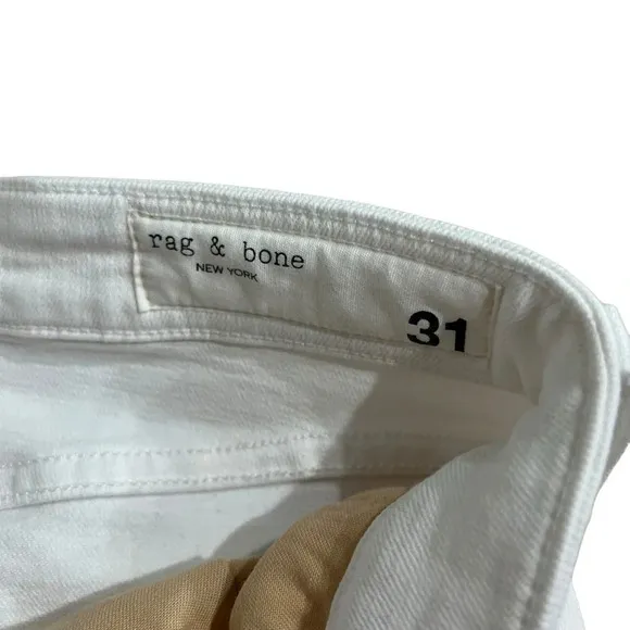 Rag &amp; Bone Nina High Rise Ankle Skinny Button Fly White Stretch Denim NWT Sz 31