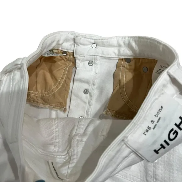 Rag &amp; Bone Nina High Rise Ankle Skinny Button Fly White Stretch Denim NWT Sz 31