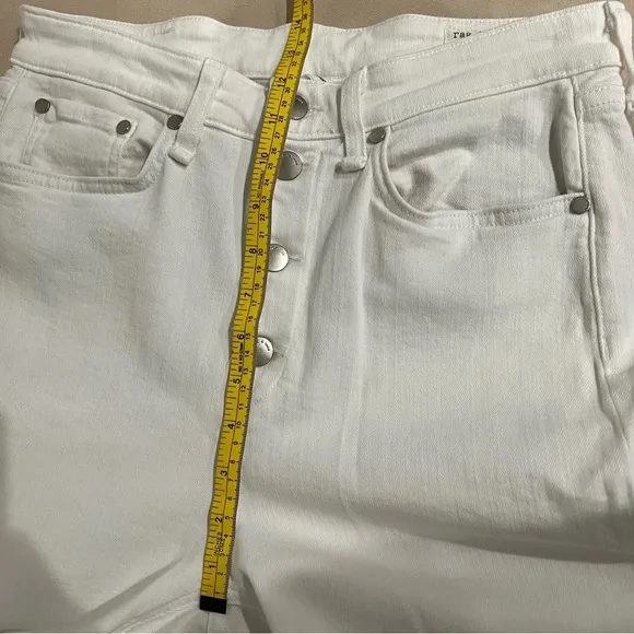 Rag &amp; Bone Nina High Rise Ankle Skinny Button Fly White Stretch Denim NWT Sz 31