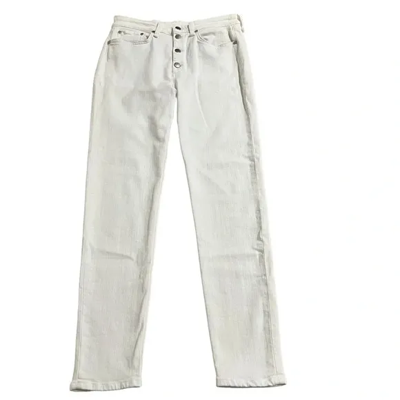 Rag &amp; Bone Nina High Rise Ankle Skinny Button Fly White Stretch Denim NWT Sz 31