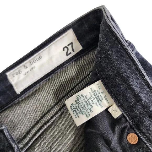 Rag &amp; Bone Womens Nina High Rise Ankle Skinny Jeans Size 27 Royal Oak Wash Denim