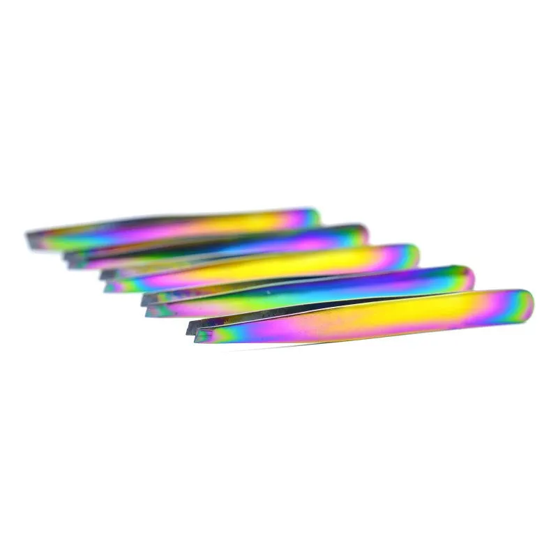 Rainbow Finish Slant Tip Tweezer