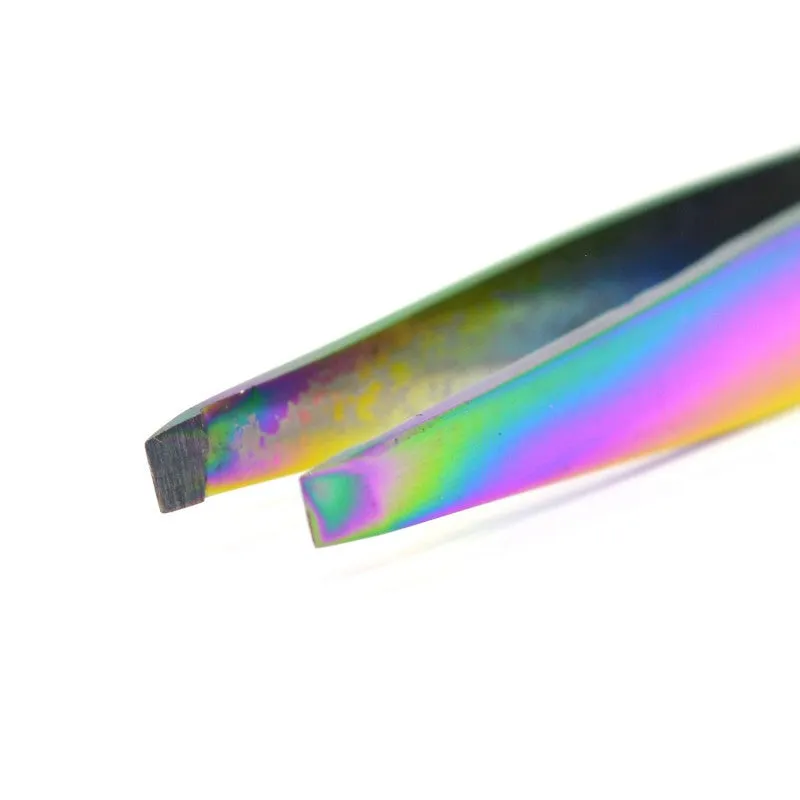 Rainbow Finish Slant Tip Tweezer