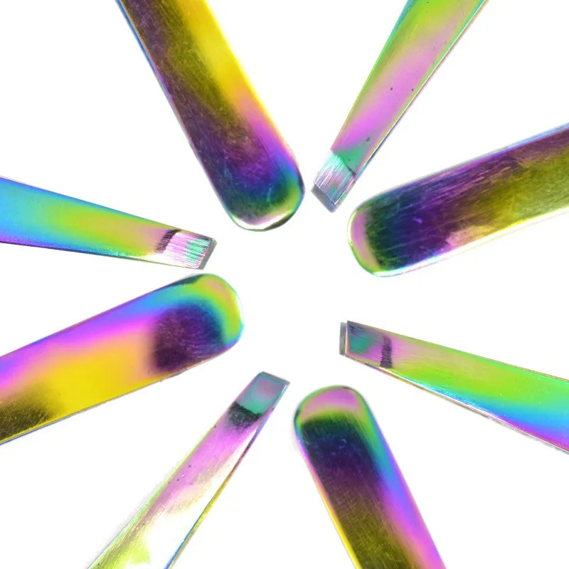 Rainbow Finish Slant Tip Tweezer