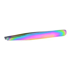 Rainbow Finish Slant Tip Tweezer