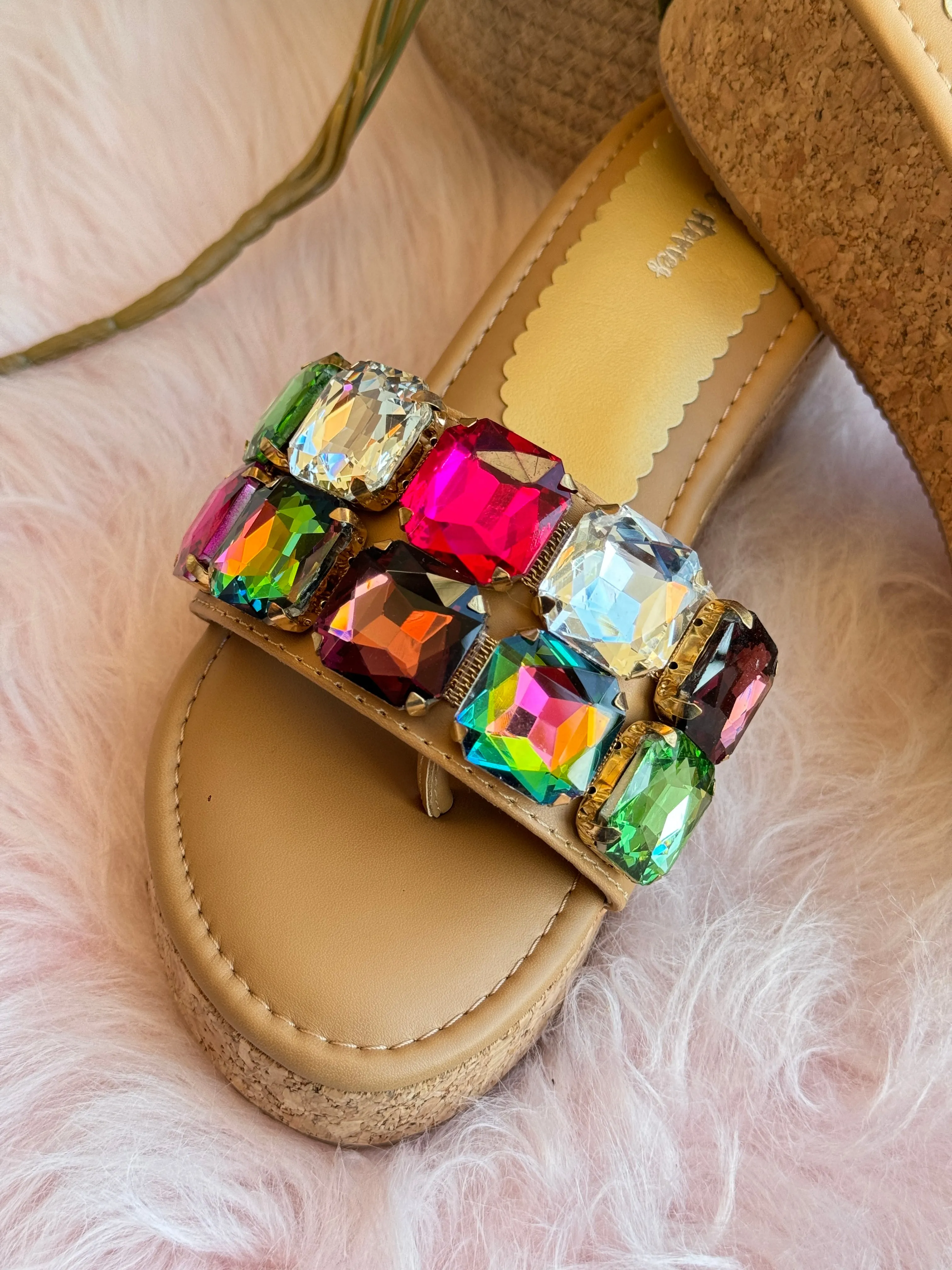 Rainbow Glam Wedge Sandals