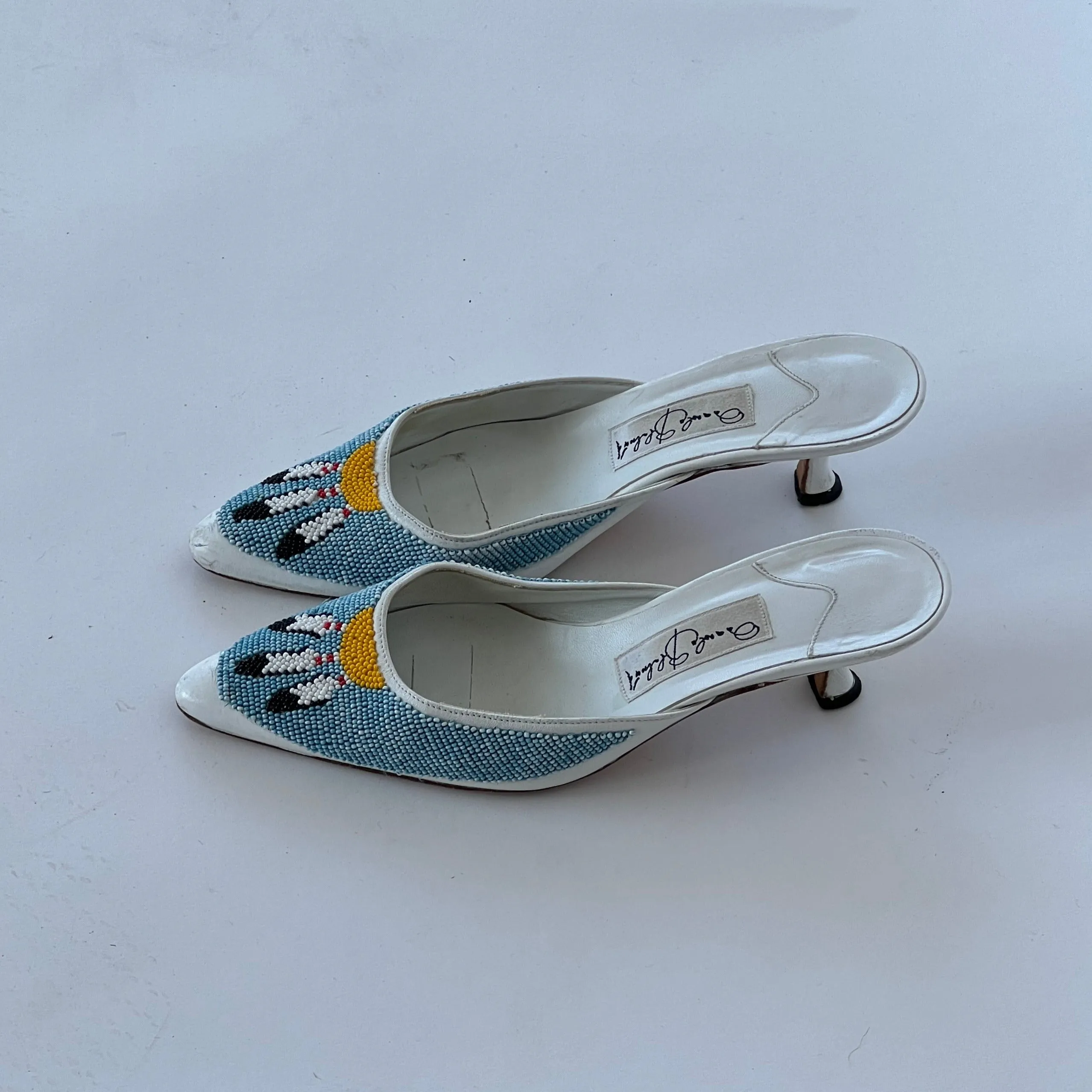 Rare Signed Manolo Blahnik Beaded Mules (36)