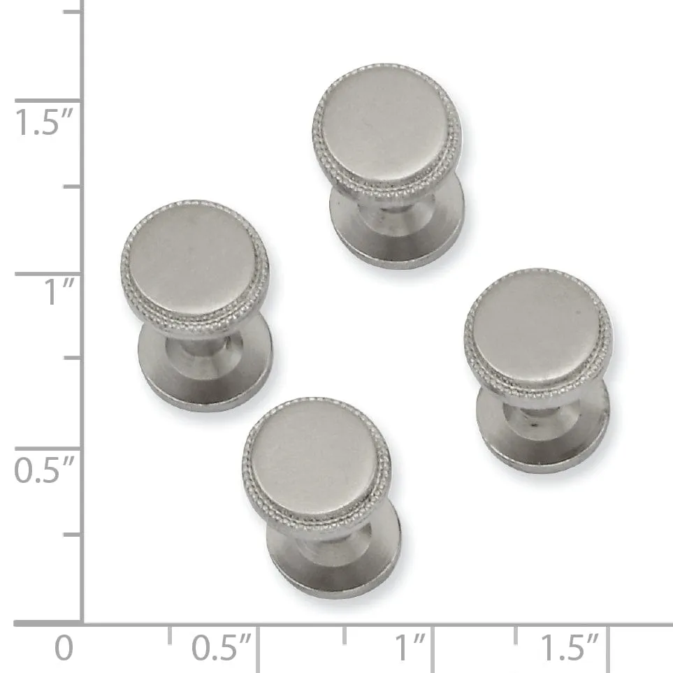 Rhodium Plated Four Piece Beaded Tuxedo Studs