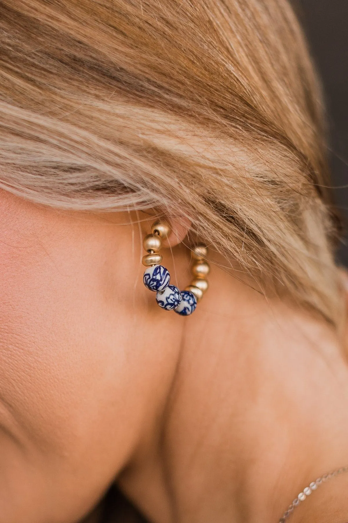 Rise To The Occasion Beaded Earrings- Gold & Blue