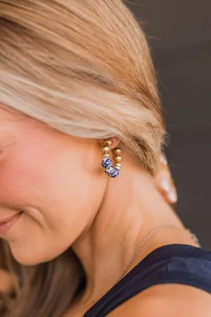 Rise To The Occasion Beaded Earrings- Gold & Blue