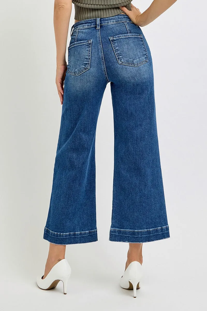 Risen High Rise Ankle Wide Leg Patch Front Pocket